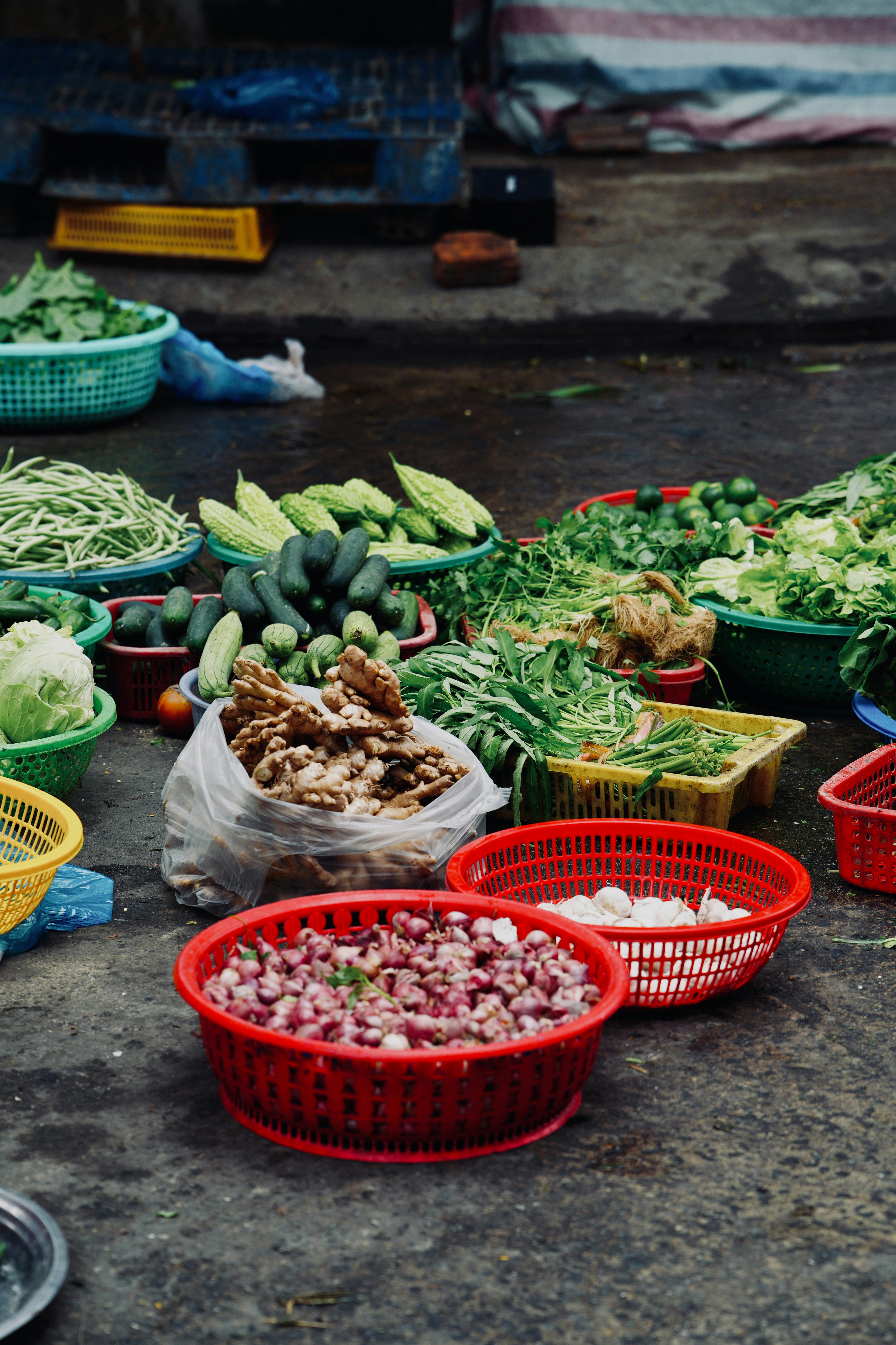 Fresh food ingredients being sourced from the market